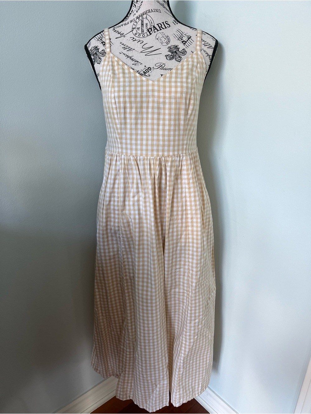 Old Navy Yellow & White Gingham Midi Dress